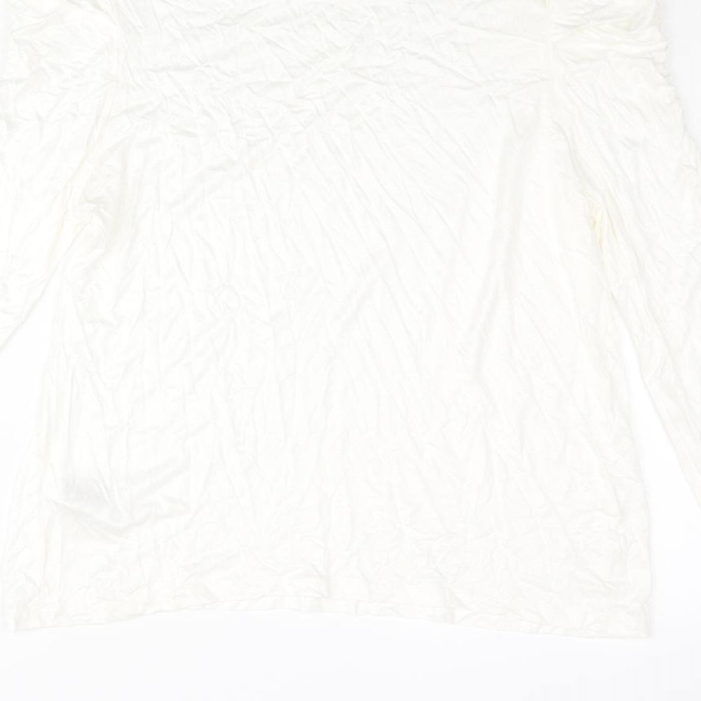 Marks & Spencer Womens Ivory Viscose Basic Blouse Size 16 Round Neck
