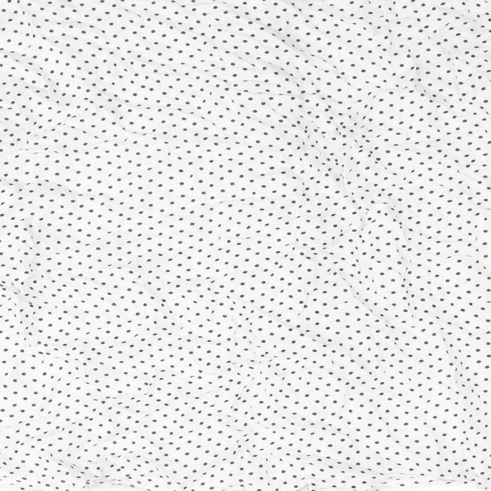 Zara Womens White Polka Dot Polyester Basic Button-Up Size M Collared