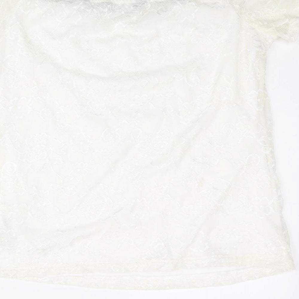 Dorothy Perkins Womens Ivory Nylon Basic Blouse Size 14 Off the Shoulder