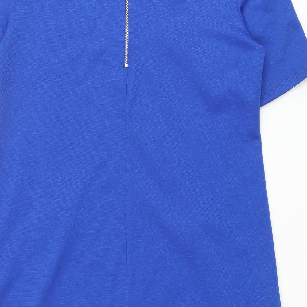 Wallis Womens Blue Polyester Shift Size 12 Round Neck Zip