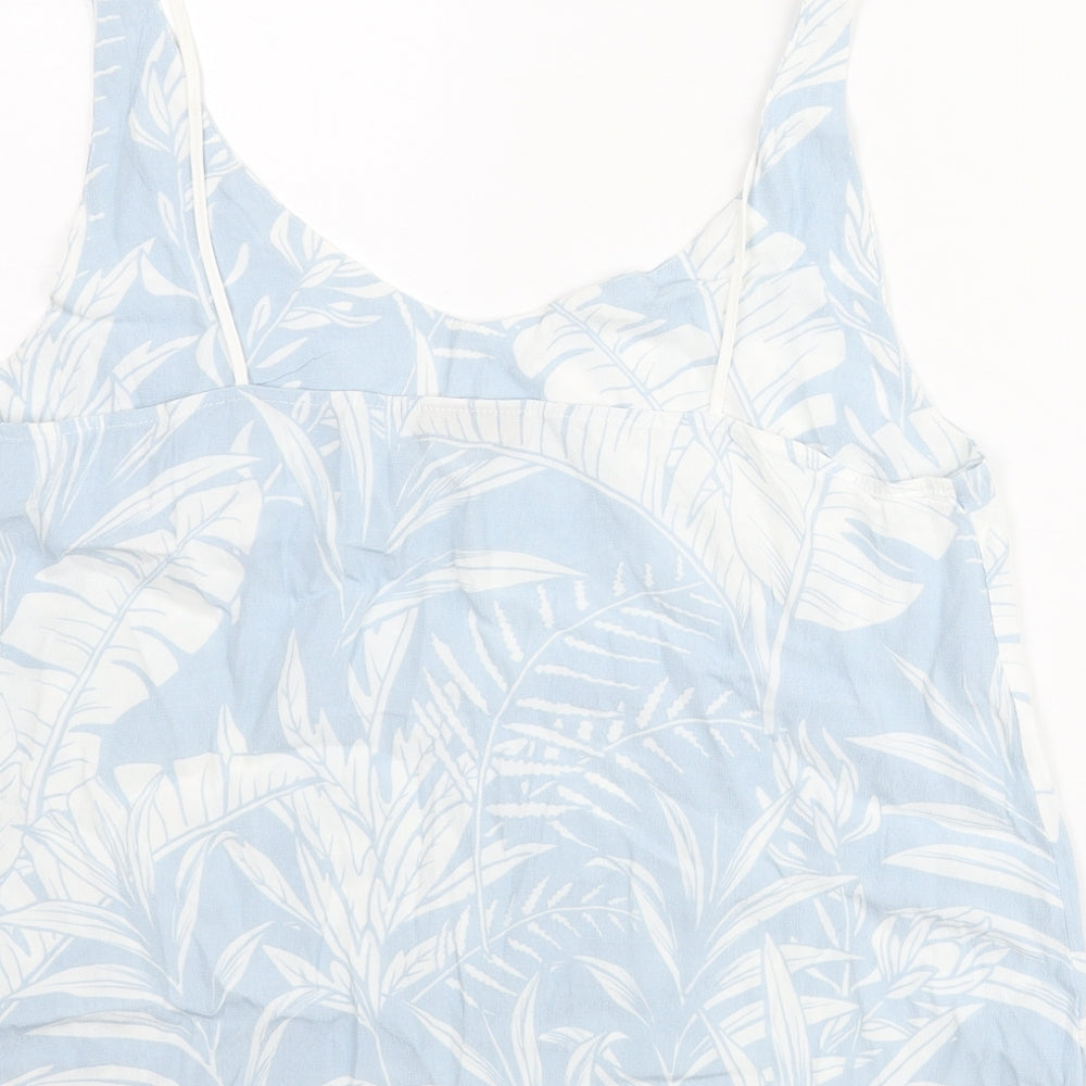 Topshop Womens Blue Geometric Viscose Camisole Tank Size 14 Scoop Neck - Leaf Print