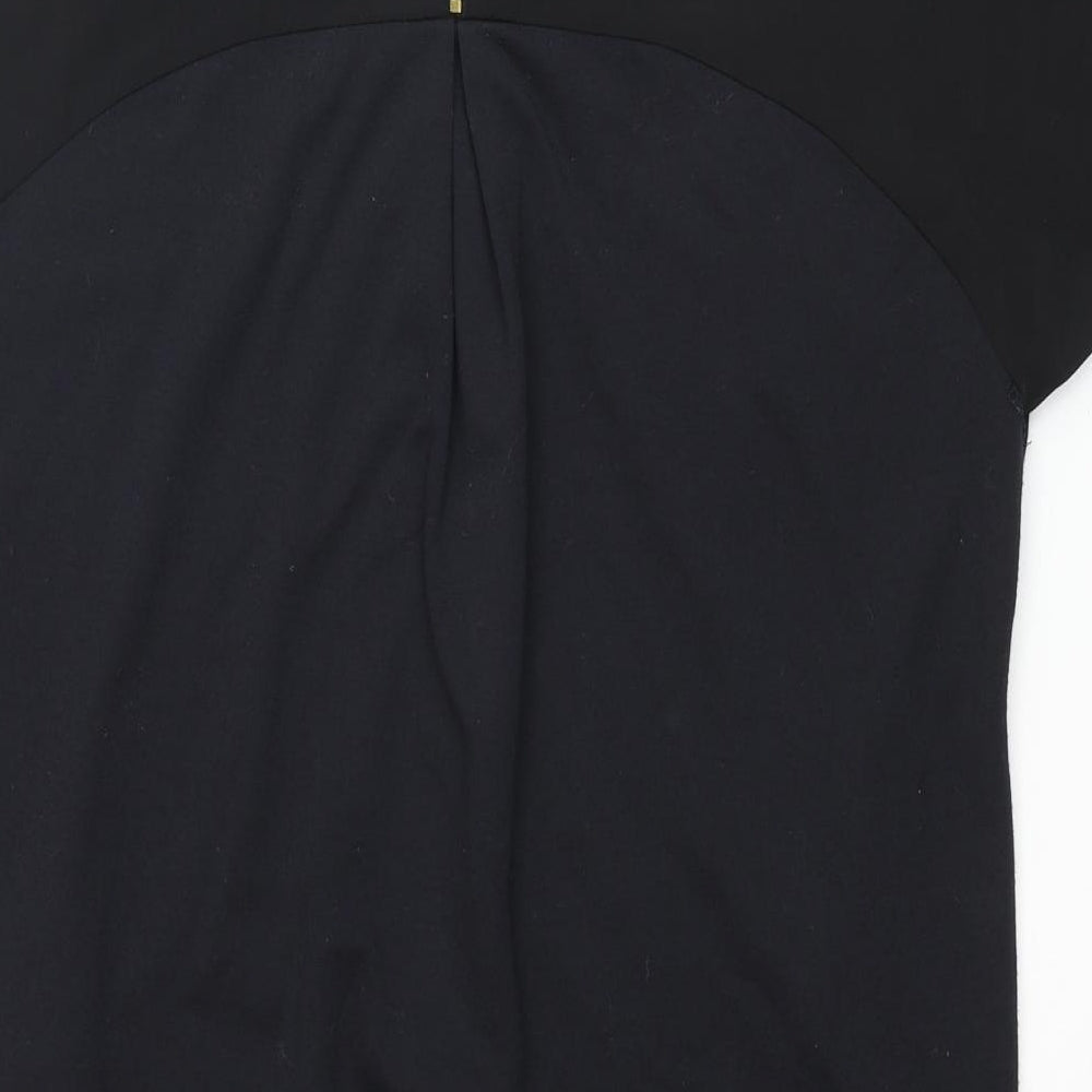 Warehouse Womens Black Polyester Shift Size 10 Round Neck Zip