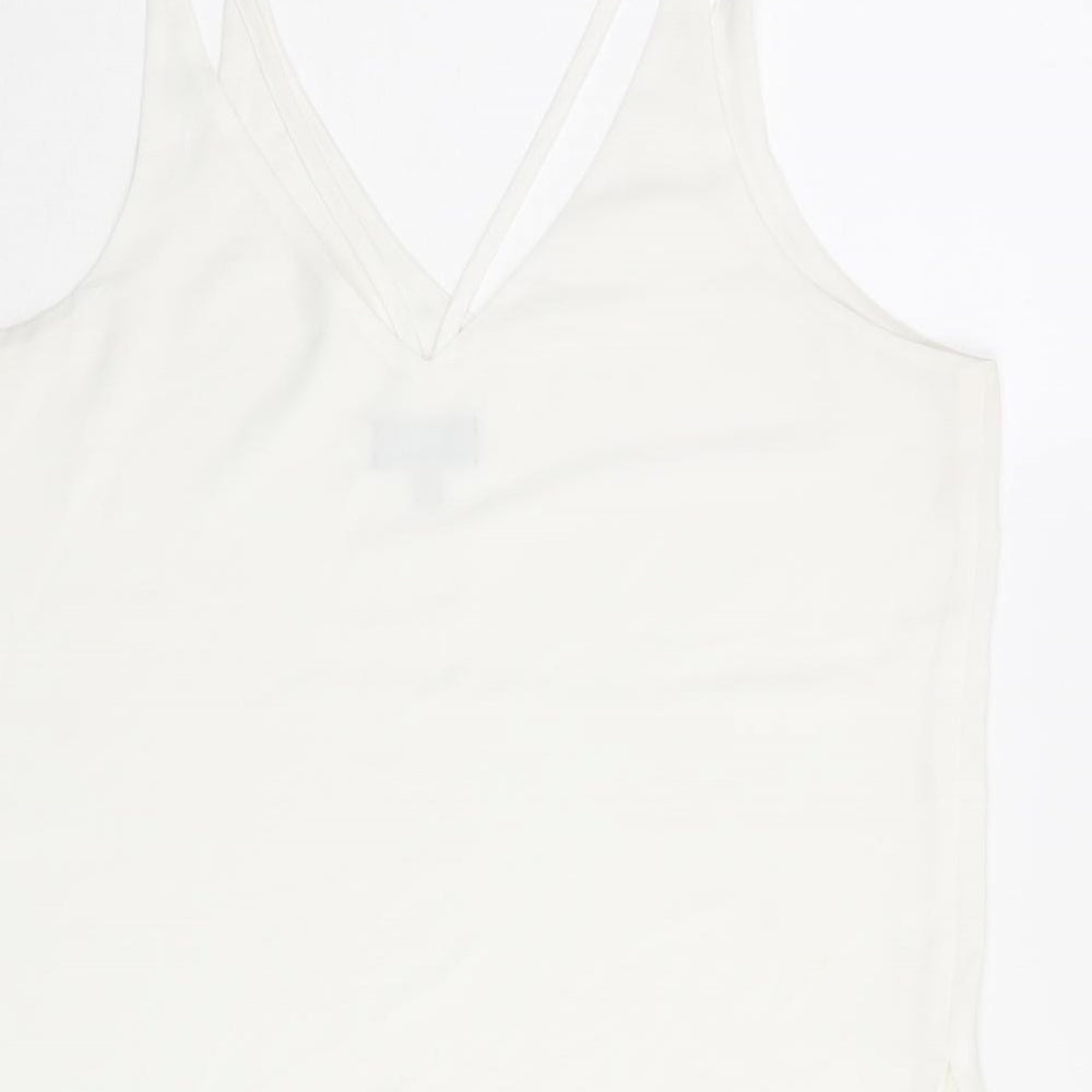 Topshop Womens White Polyester Camisole Tank Size 12 V-Neck