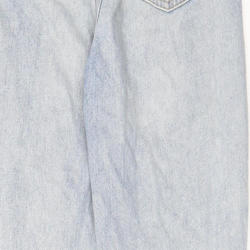 H&M Womens Blue Cotton Straight Jeans Size 10 L28 in Regular Zip - Pockets, Belt Loops