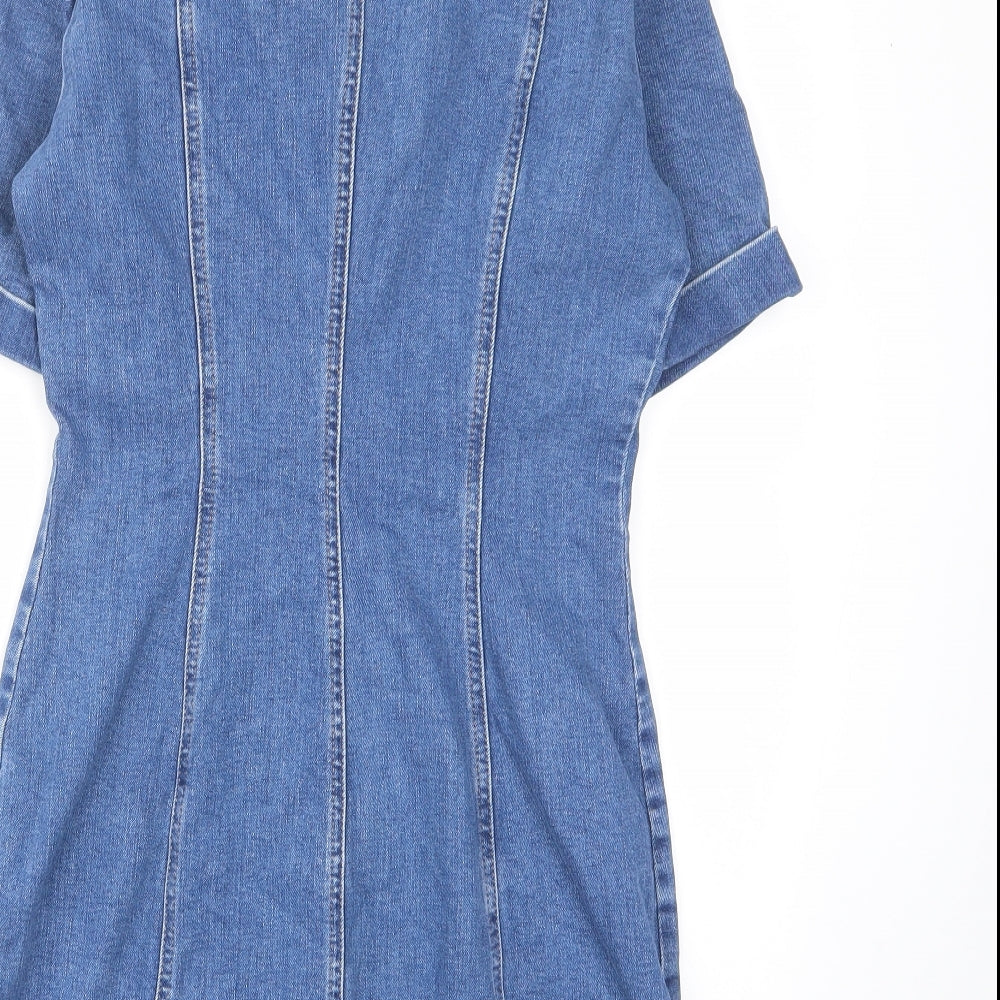 Zara Womens Brown Cotton A-Line Size S Collared Button - Pocket