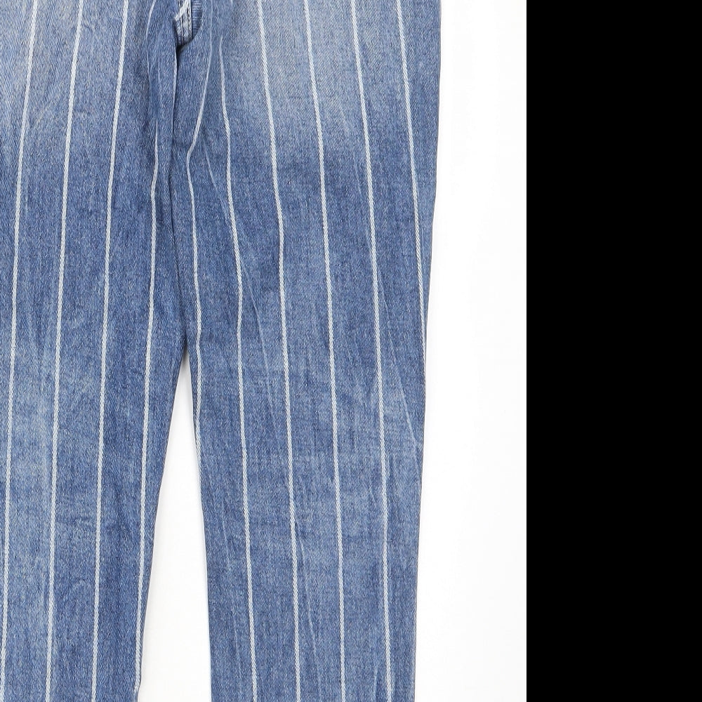FB Sister Womens Blue Striped Cotton Mom Jeans Size 28 in L26 in Regular Zip - Pockets, Belt Loops
