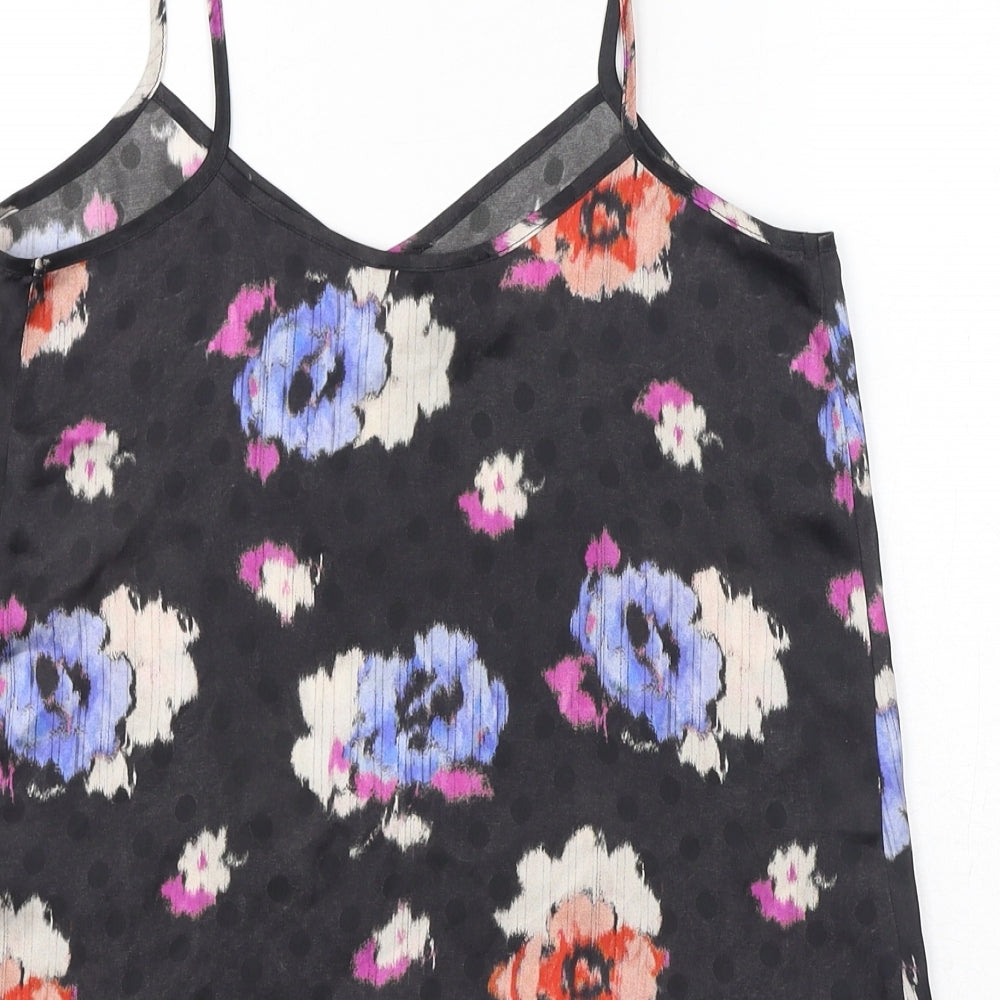 Topshop Womens Multicoloured Floral Polyester Camisole T-Shirt Size 6 V-Neck - Sheer
