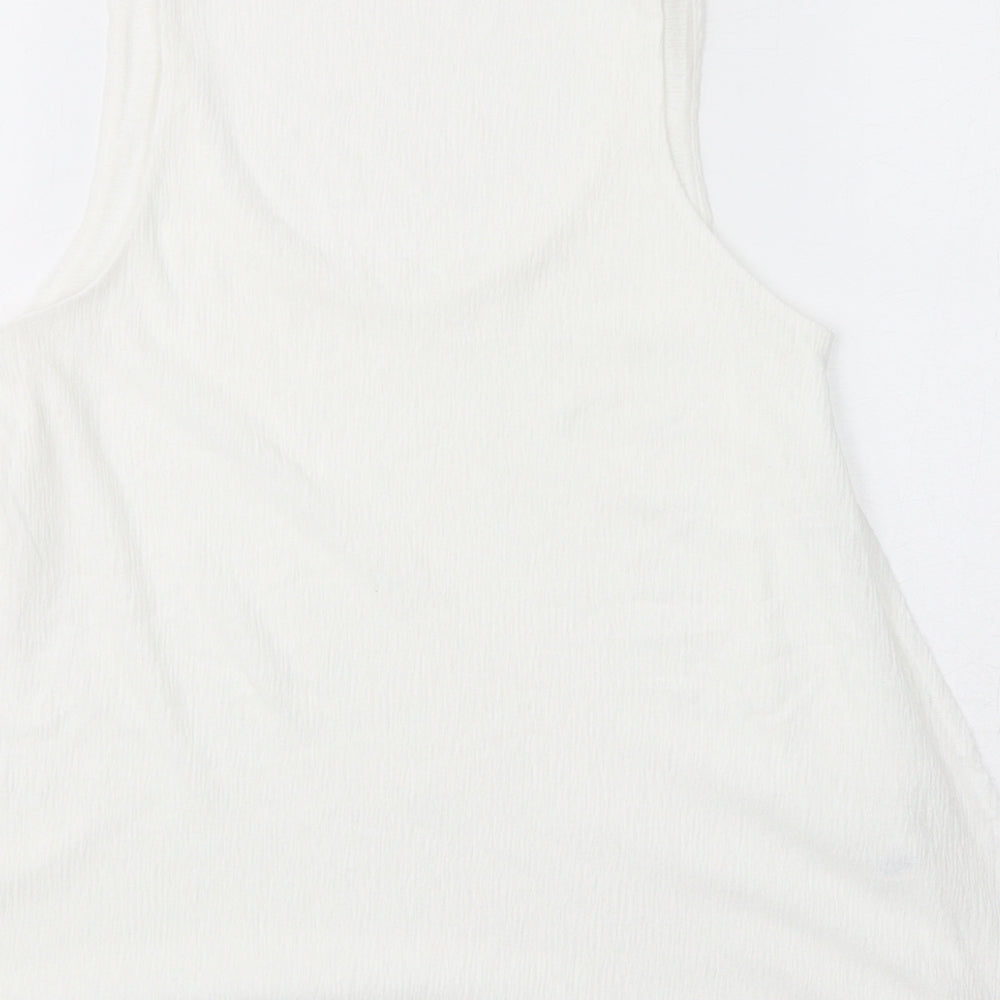 Mango Womens White Polyester Basic Tank Size S Scoop Neck