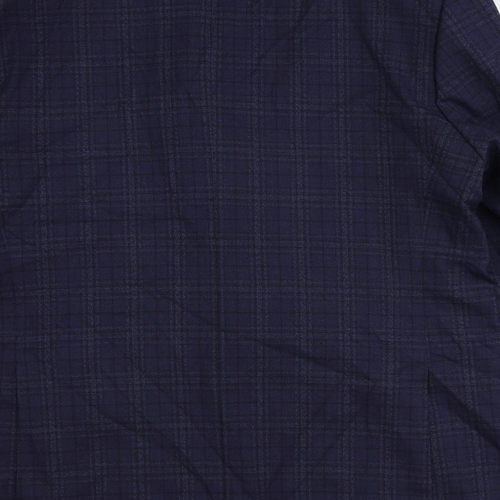 marks Mens Blue Plaid Polyester Jacket Suit Jacket Size 44 Regular
