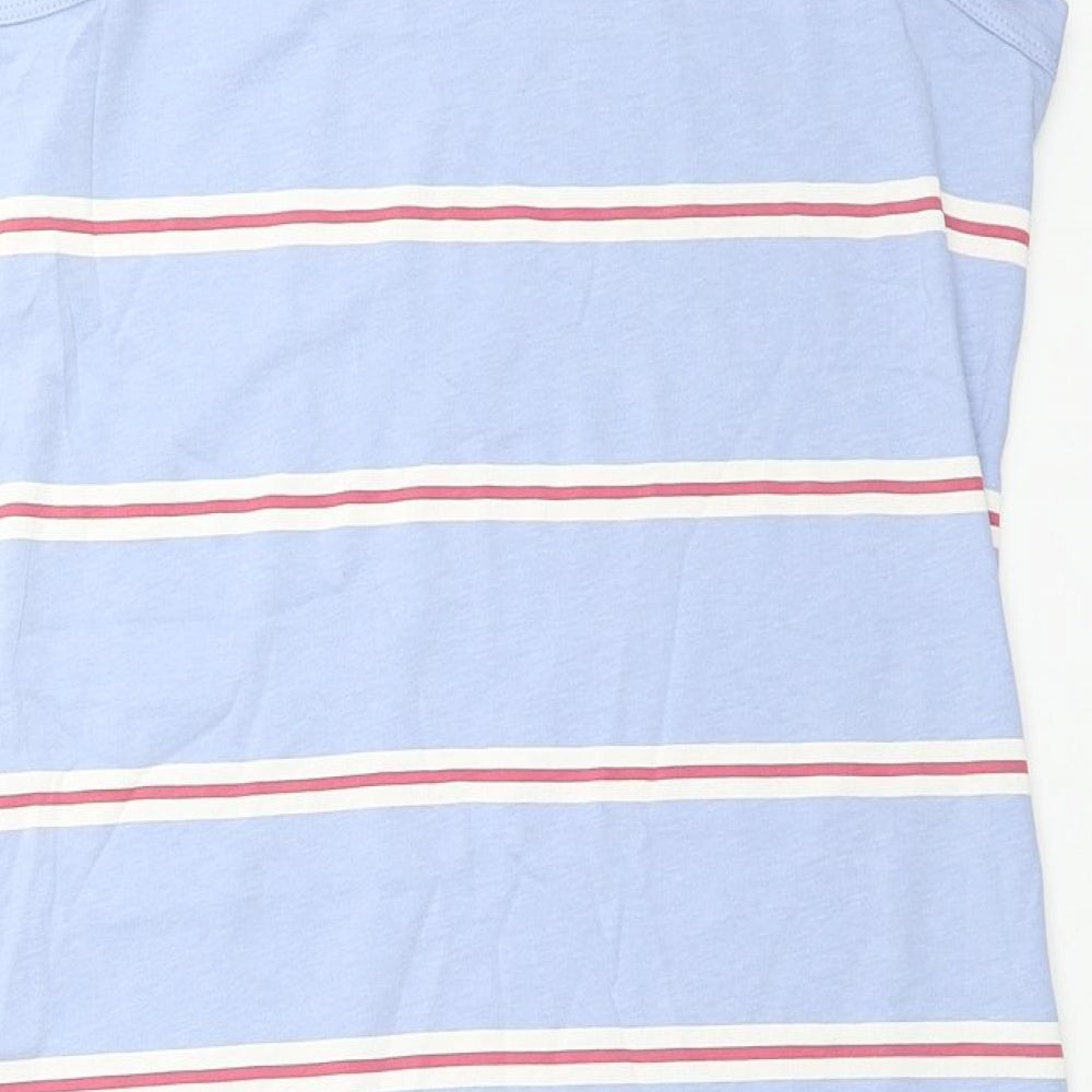 Marks & Spencer Womens Blue Striped Cotton Tank Dress Size M Round Neck Pullover