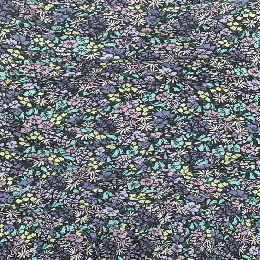 Marks & Spencer Girls Multicoloured Floral Viscose Pleated Skirt Size 12-13 Years Regular Zip