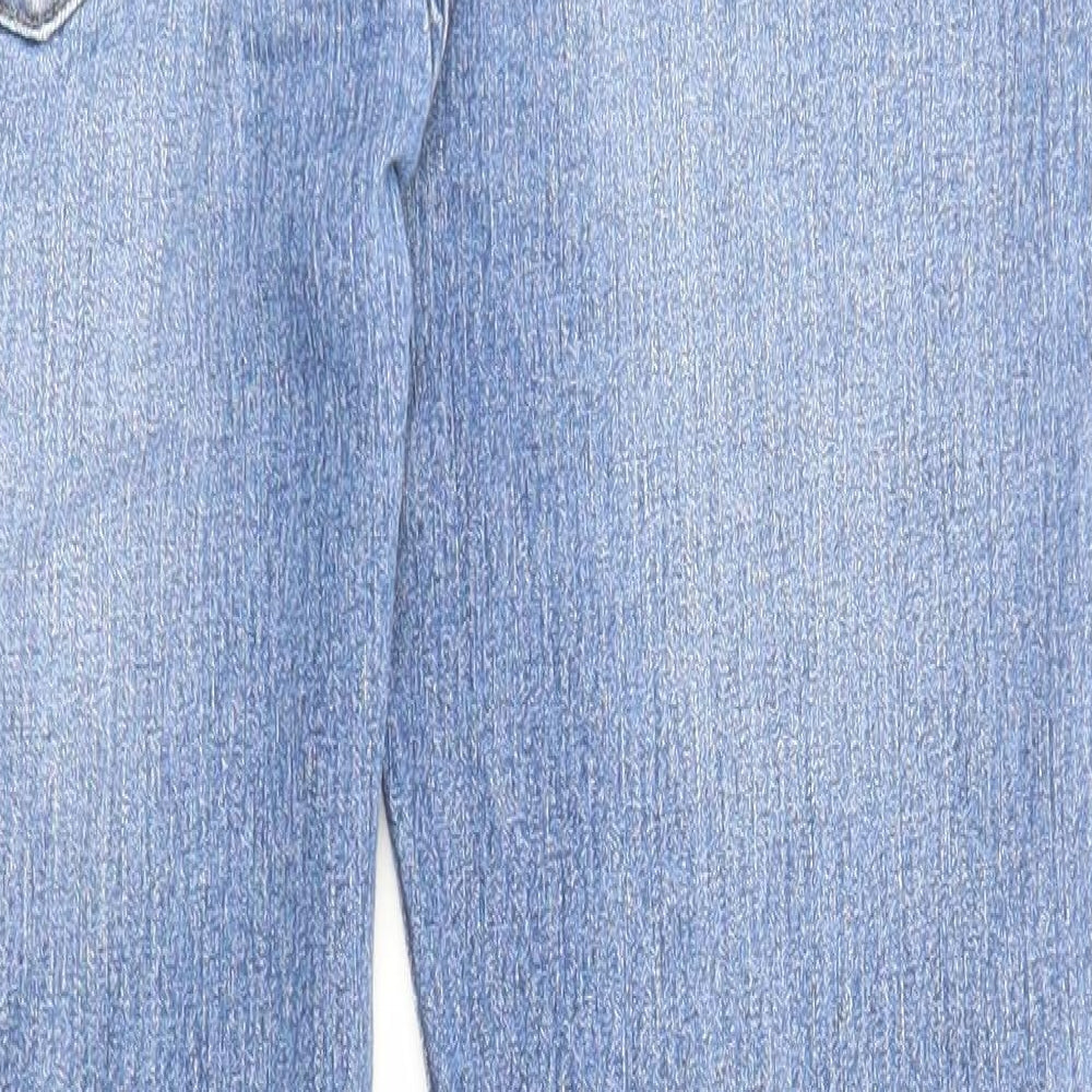 Marks & Spencer Womens Blue Cotton Straight Jeans Size 32 in L27 in Regular Zip - Pockets