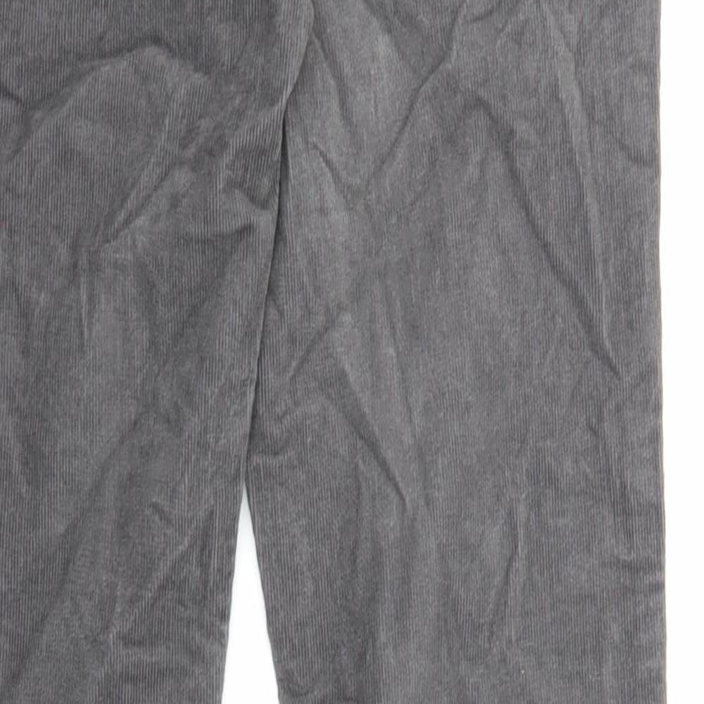 H&M Womens Grey Cotton Trousers Size 32 in L31 in Regular Zip - Pockets