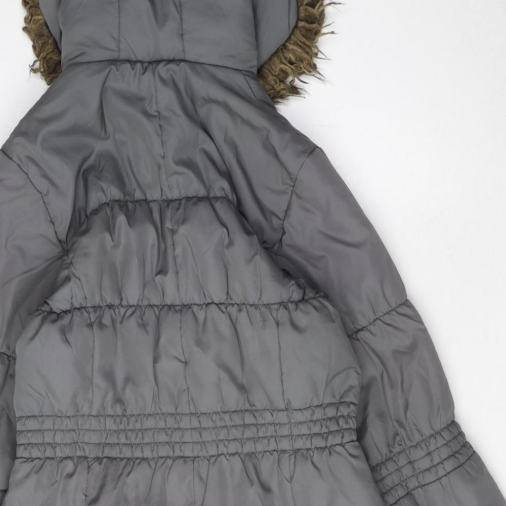NEXT Womens Grey Parka Coat Size 10 Zip