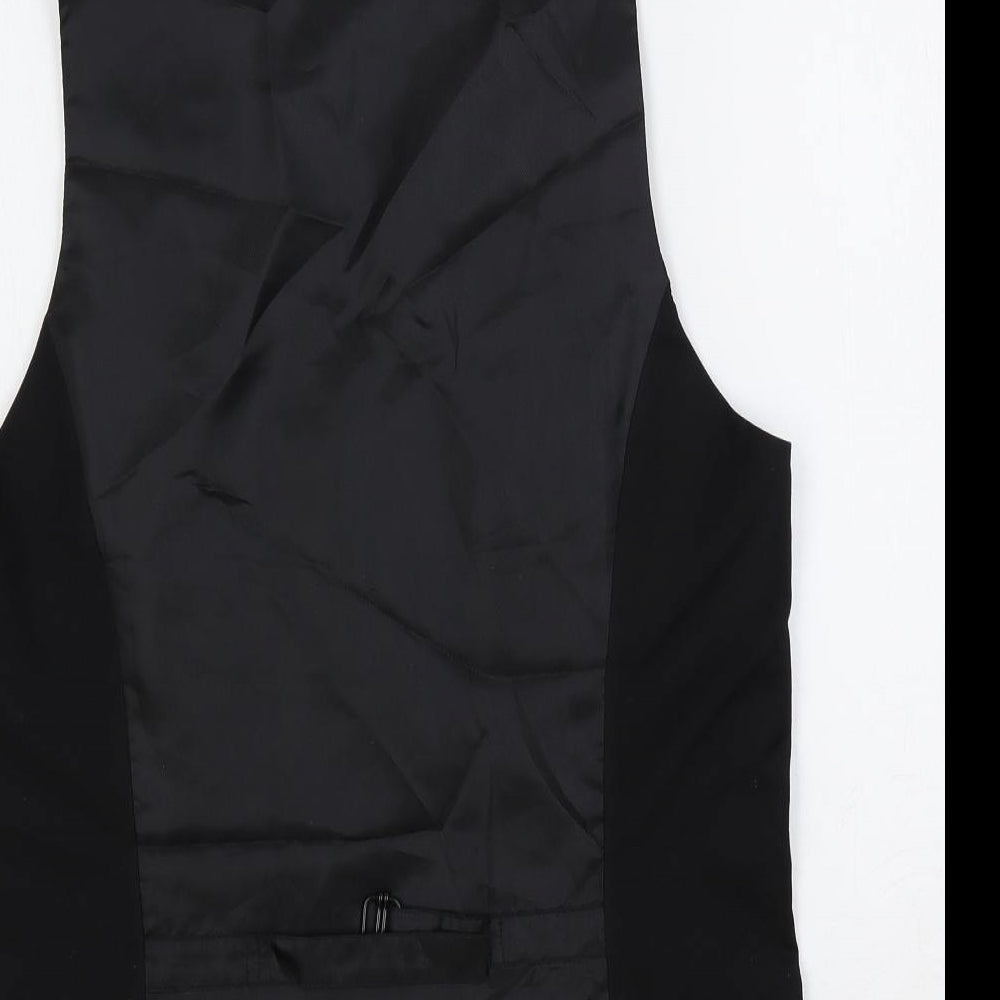 H&M Mens Black Polyester Jacket Suit Waistcoat Size 38 Regular