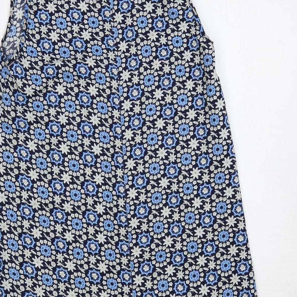 Hearts & Bows Womens Blue Floral Polyester Shift Size 8 Collared Button