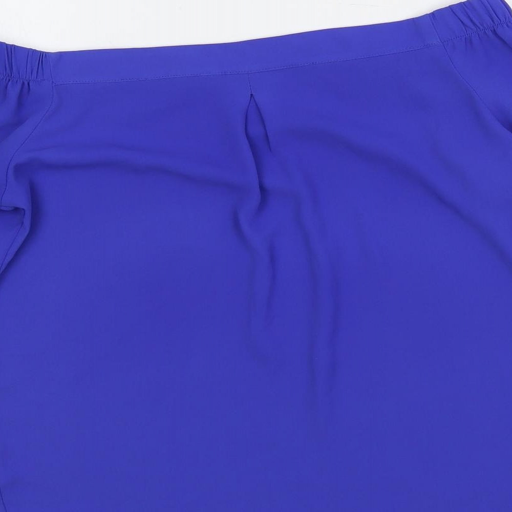 Dorothy Perkins Womens Blue Polyester Basic Blouse Size 10 Off the Shoulder