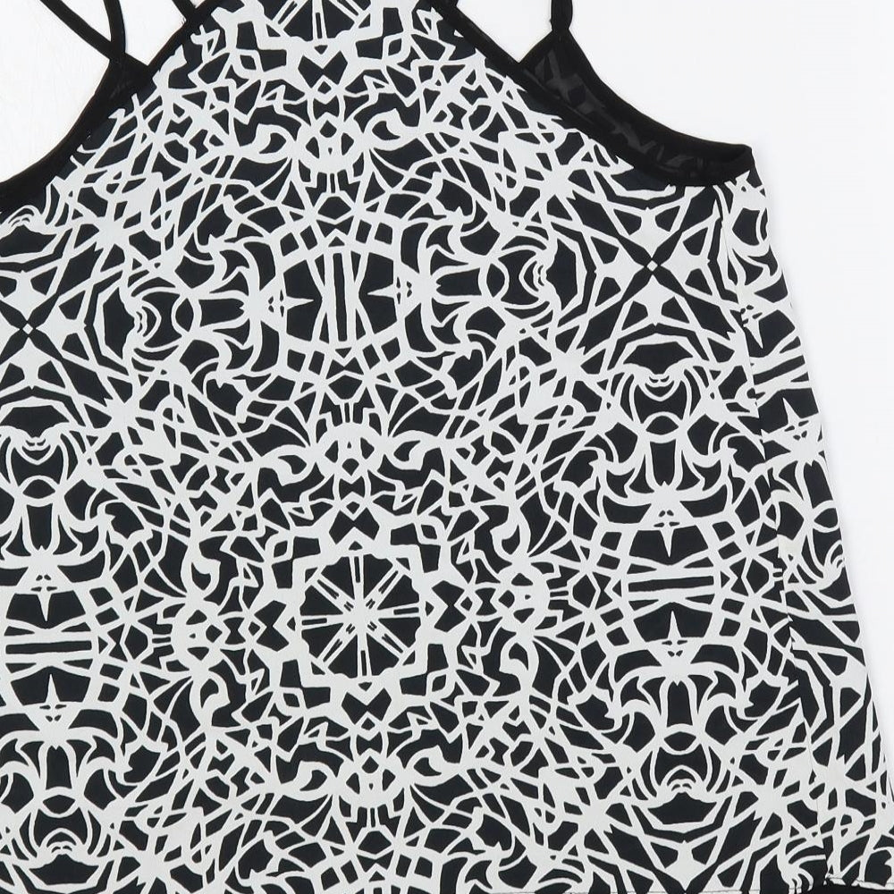 River Island Womens Black Geometric Polyester Camisole Tank Size 8 V-Neck