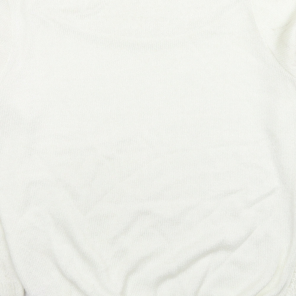 Classics Womens White Round Neck Acrylic Pullover Jumper Size S