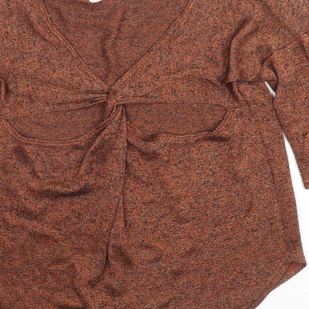 Miss Selfridge Womens Brown Boat Neck Polyester Pullover Jumper Size 10 - Cut Out Back Detail