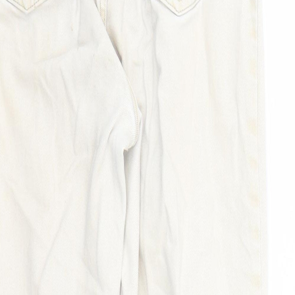H&M Womens Beige Cotton Straight Jeans Size 6 L26 in Regular Zip