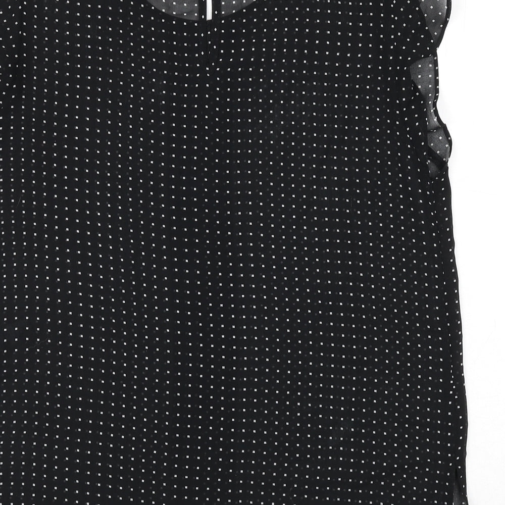 XXI Womens Black Polka Dot Polyester Basic Blouse Size M Round Neck - Ruffle Detail
