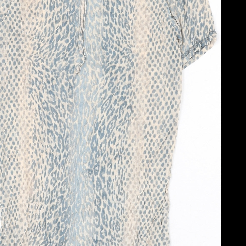 Sandwich Womens Beige Animal Print Polyester Basic T-Shirt Size M Round Neck - Leopard Print