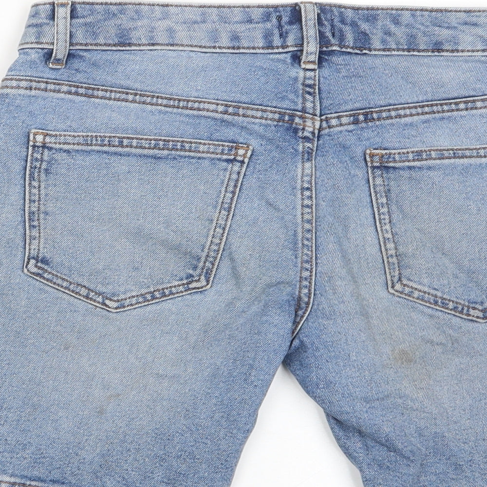 River Island Womens Blue Cotton Bermuda Shorts Size 26 in L8 in Regular Zip - Pockets, Belt Loops