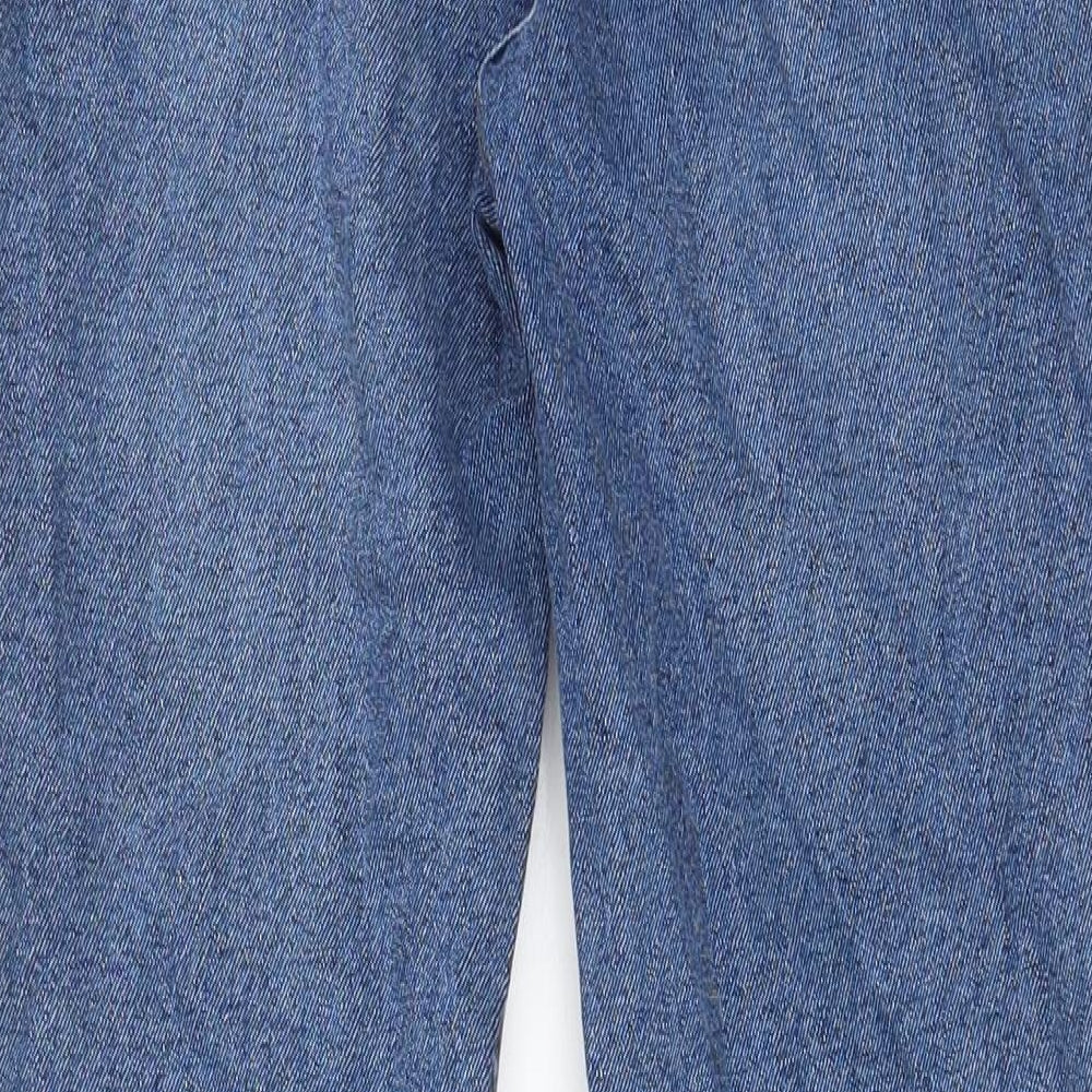 Warehouse Womens Blue Cotton Straight Jeans Size 8 L25 in Regular Zip - Pockets, Belt Loops