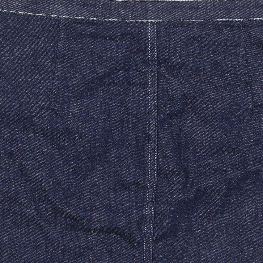 Topshop Womens Blue Cotton A-Line Skirt Size 28 in Zip - Pockets