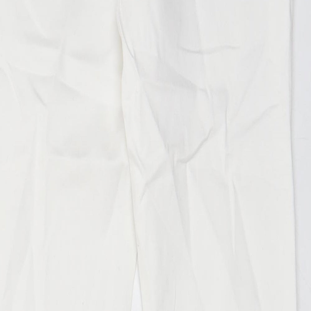 Zara Womens White Cotton Chino Trousers Size 8 L30 in Regular Zip - Pockets, Belt Loops