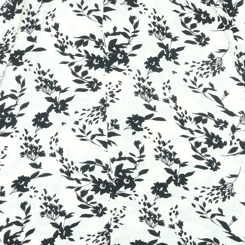 Marks & Spencer Womens Ivory Floral Polyester A-Line Skirt Size 10 Zip