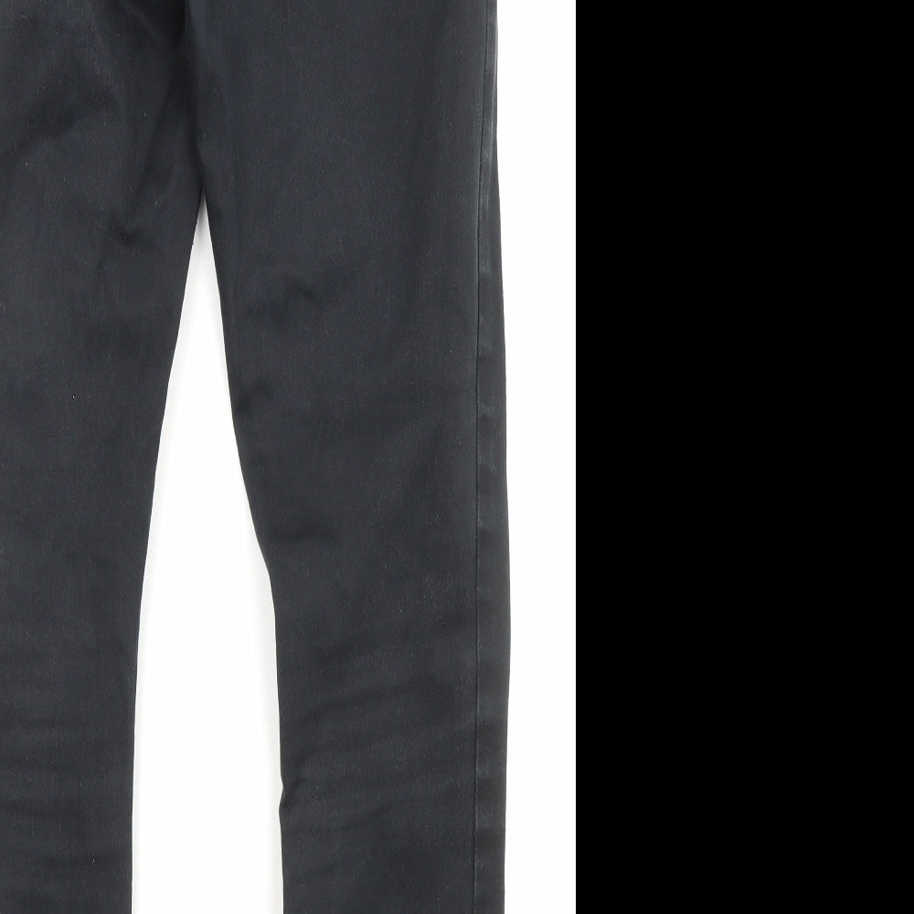 Marks and Spencer Womens Black Cotton Skinny Jeans Size 12 L27 in Regular Zip - Pockets