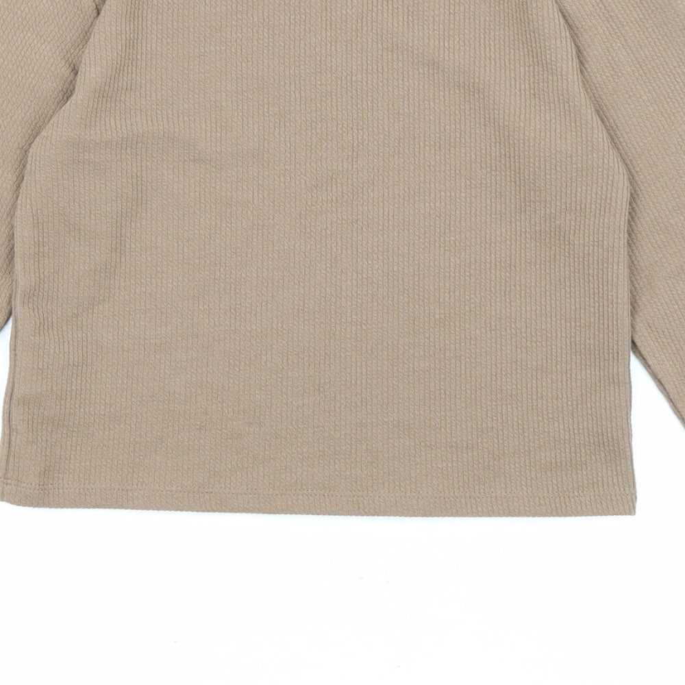 Stradivarius Womens Brown Polyester Basic T-Shirt Size M Crew Neck