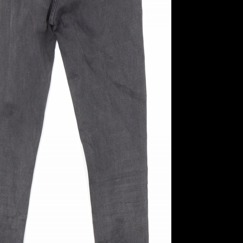 Marks & Spencer Womens Black Cotton Skinny Jeans Size 12 L25 in Regular Zip - Pockets