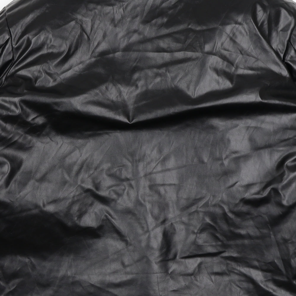 PRETTYLITTLETHING Womens Black Puffer Jacket Coat Size 10 Snap