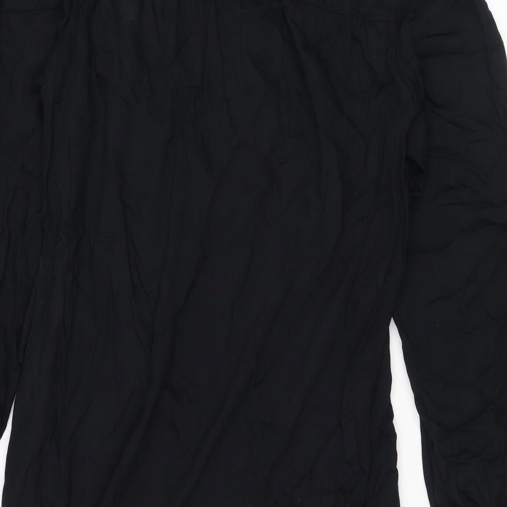 Marks & Spencer Womens Black Polyester Shirt Dress Size 10 Round Neck Button