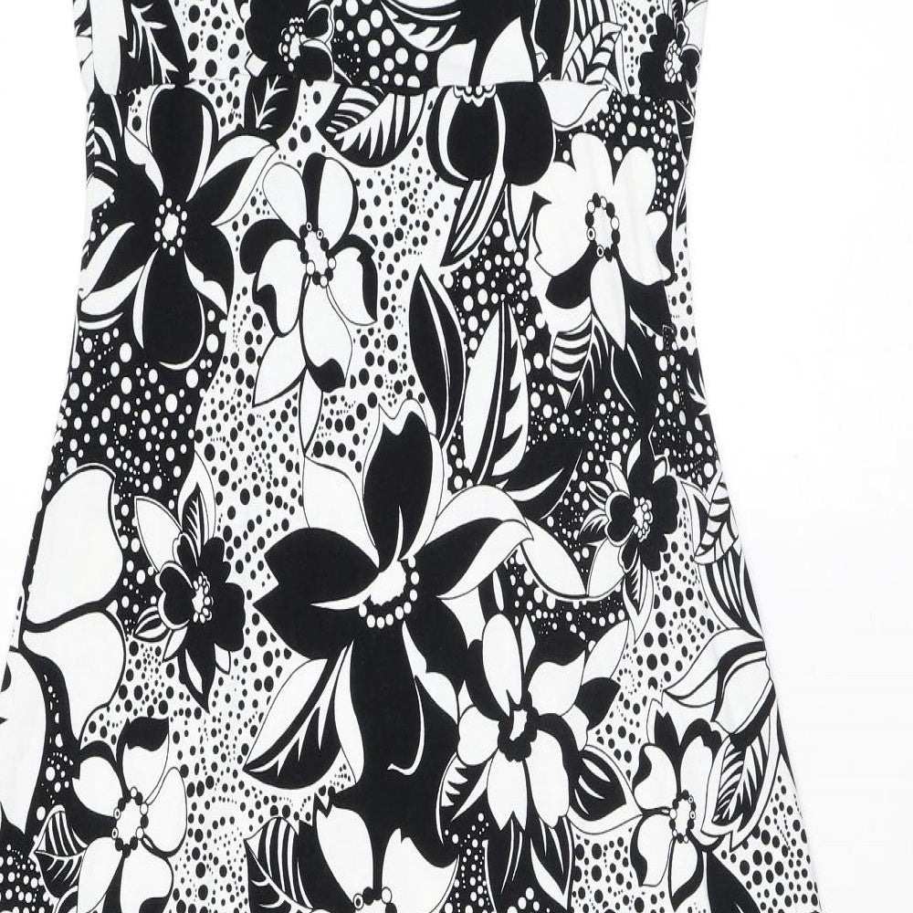 Per Una Womens Black Floral Viscose A-Line Size 10 Square Neck Pullover