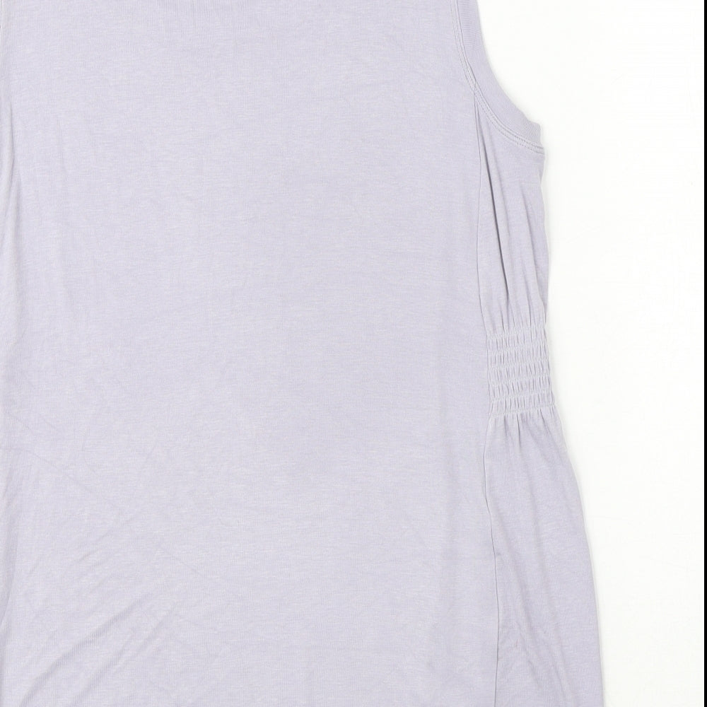 CAbi Womens Purple Viscose Basic Blouse Size L Round Neck
