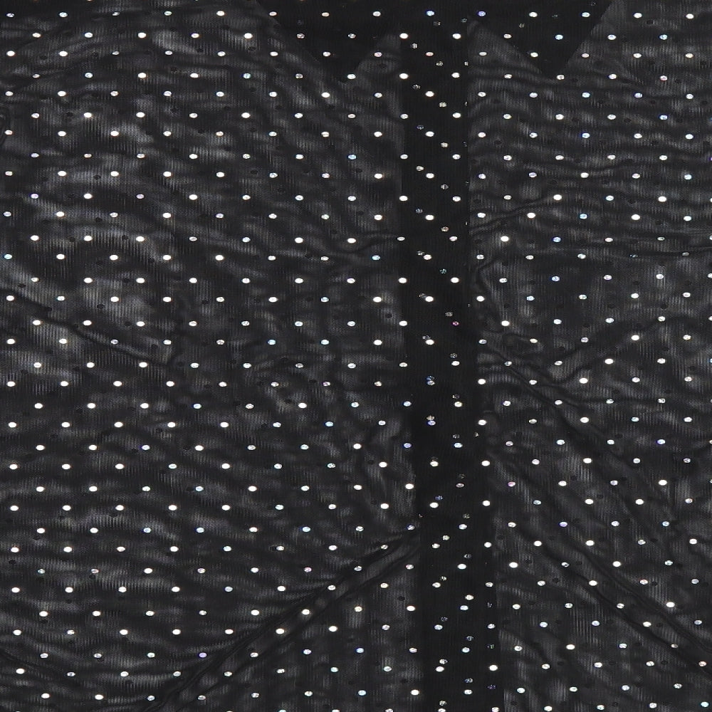 CLARA Womens Black Polka Dot Polyester Basic Button-Up Size XL Collared
