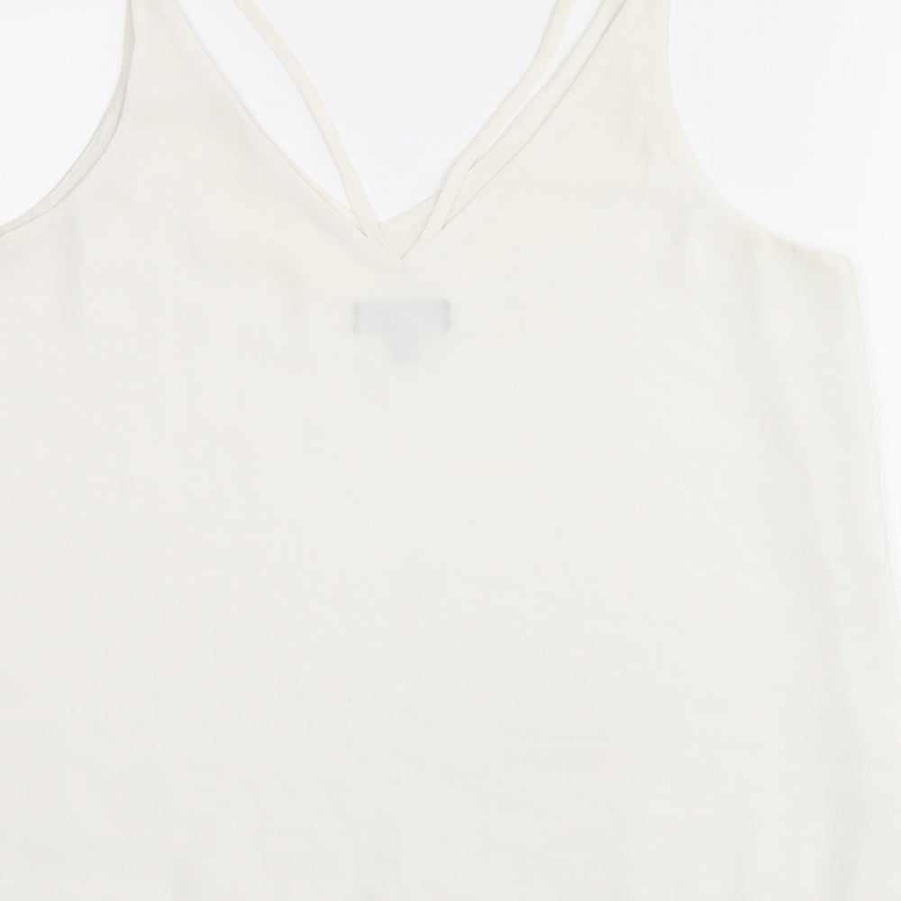 Topshop Womens White Polyester Camisole T-Shirt Size 12 V-Neck
