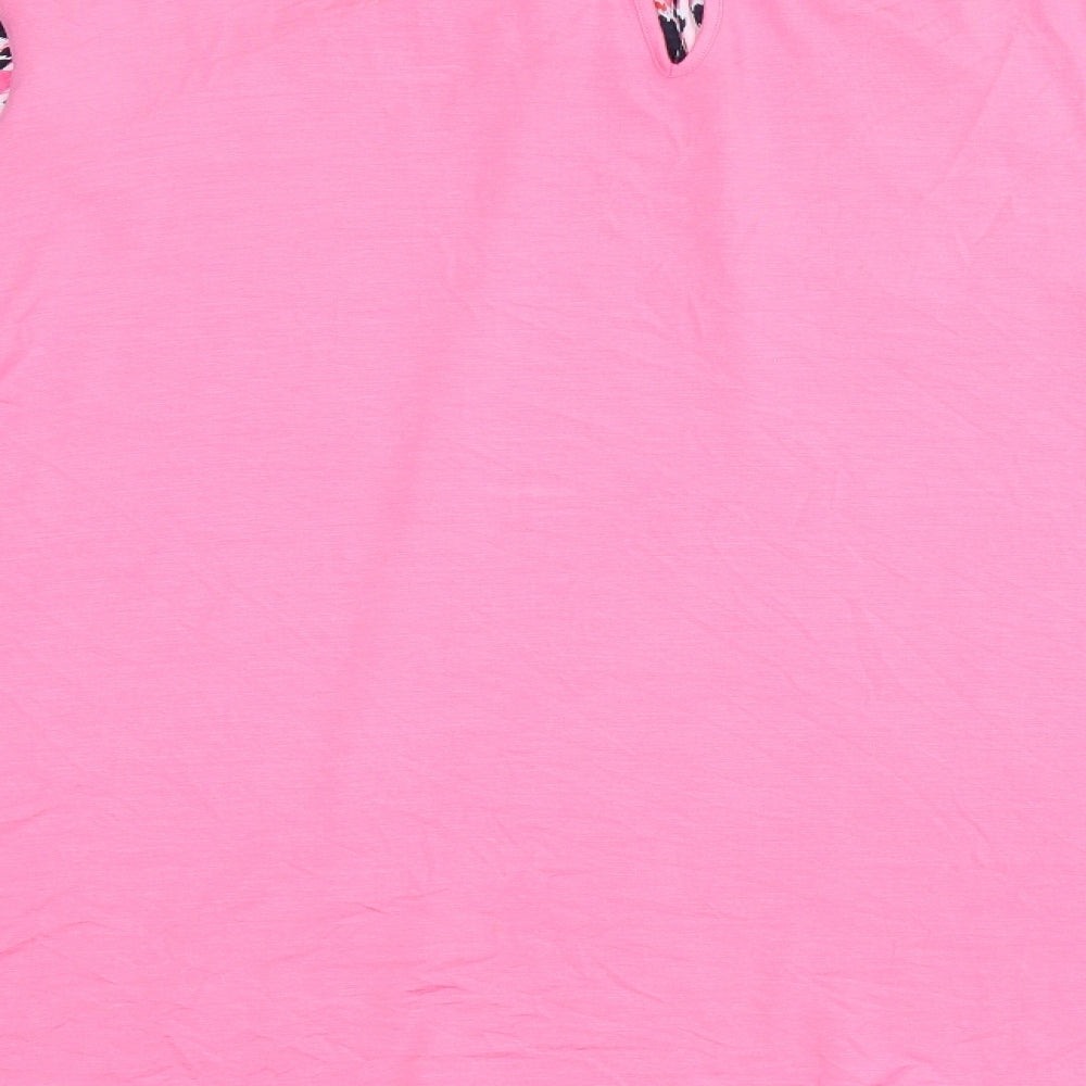 Marks & Spencer Womens Pink Geometric Polyester Jersey Blouse Size 16 Round Neck