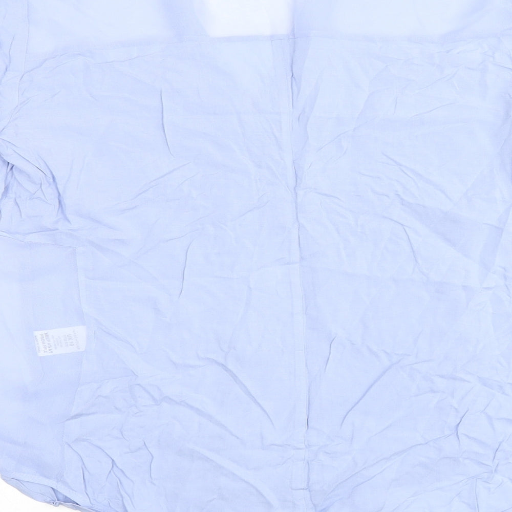 Warehouse Womens Blue Viscose Jersey Button-Up Size 10 V-Neck