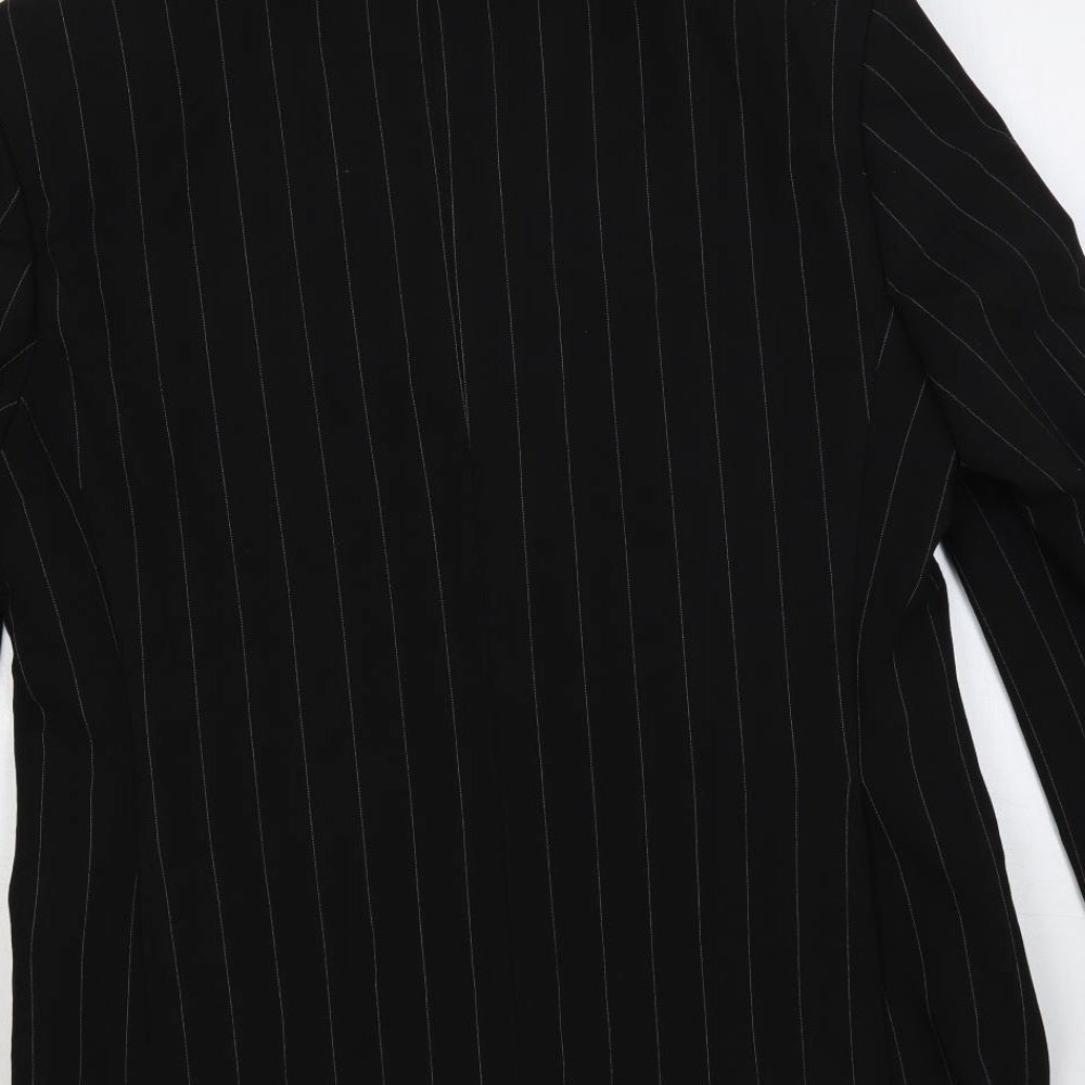 River Island Mens Black Striped Polyester Jacket Suit Jacket Size 42 Regular - Five button sleeve