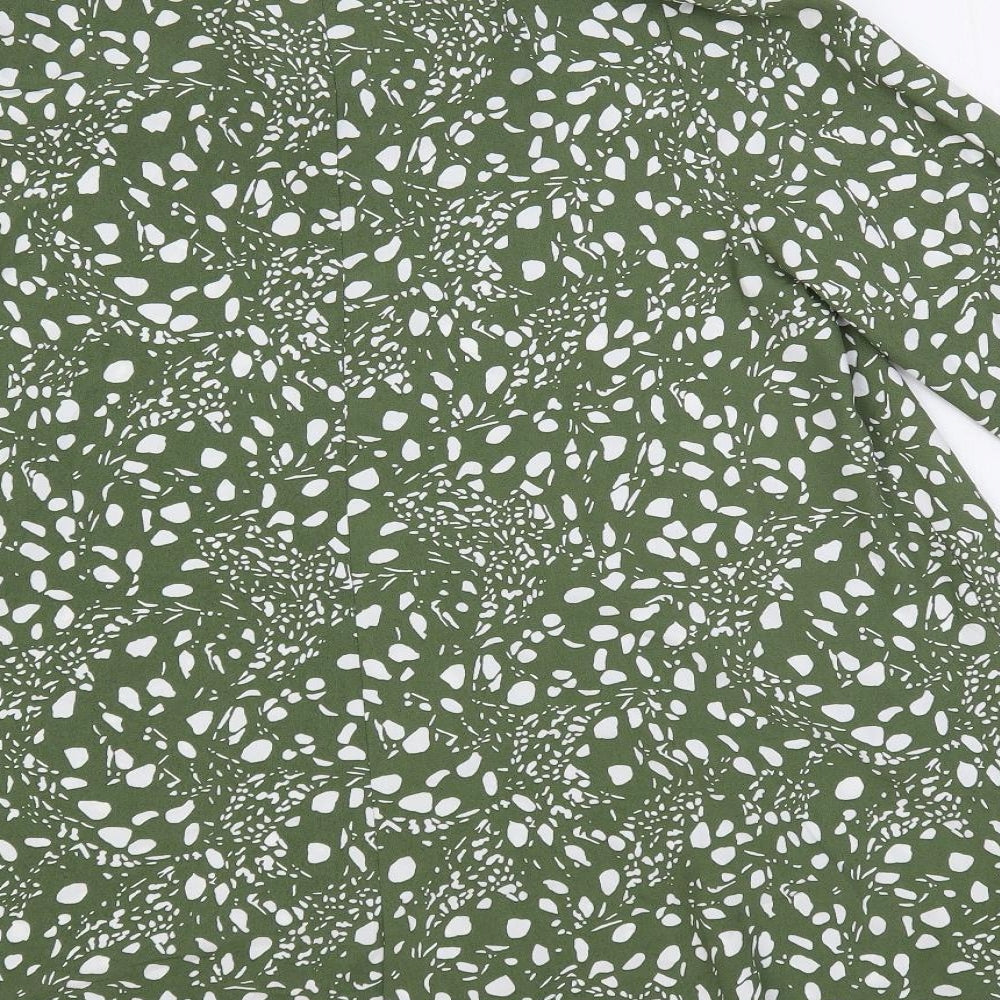 Roman Womens Green Geometric Polyester Shirt Dress Size 12 Collared Button