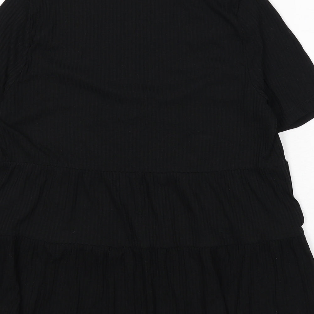 ASOS Womens Black Viscose Basic T-Shirt Size 4 V-Neck - Ribbed, Flare