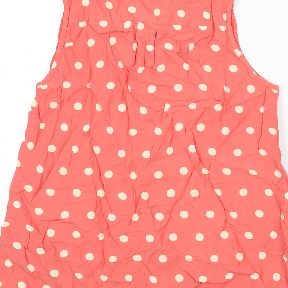 Dorothy Perkins Womens Pink Polka Dot Viscose Basic Button-Up Size 8 Collared - Tank