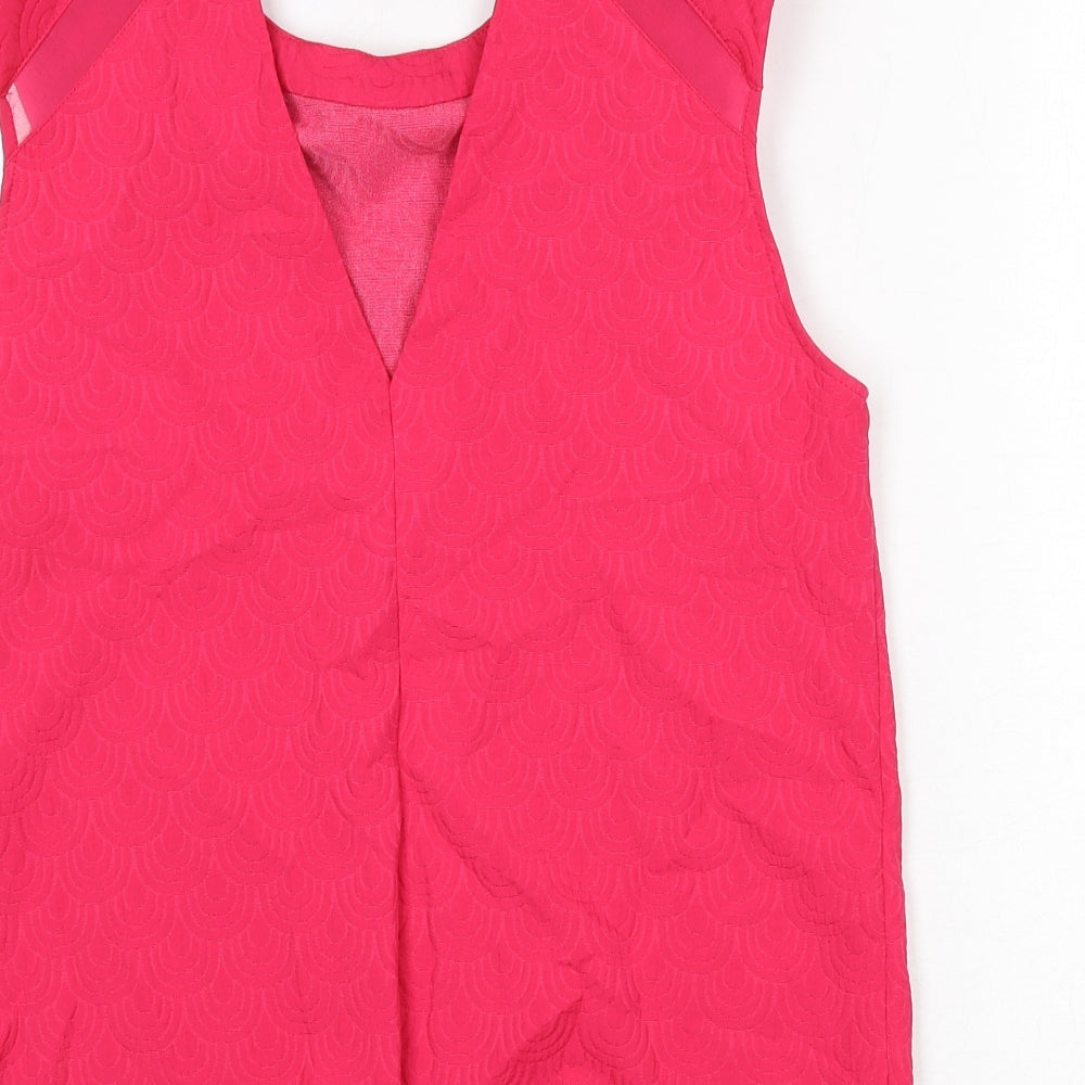 river is Womens Pink Geometric Polyester Basic Tank Size 12 Round Neck - Shoulder Pads