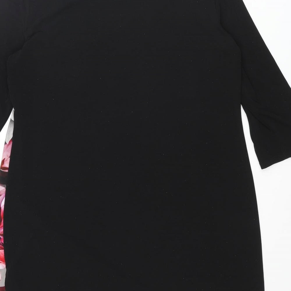 Wallis Womens Black Polyester Mini Size M Round Neck Pullover - Floral Print