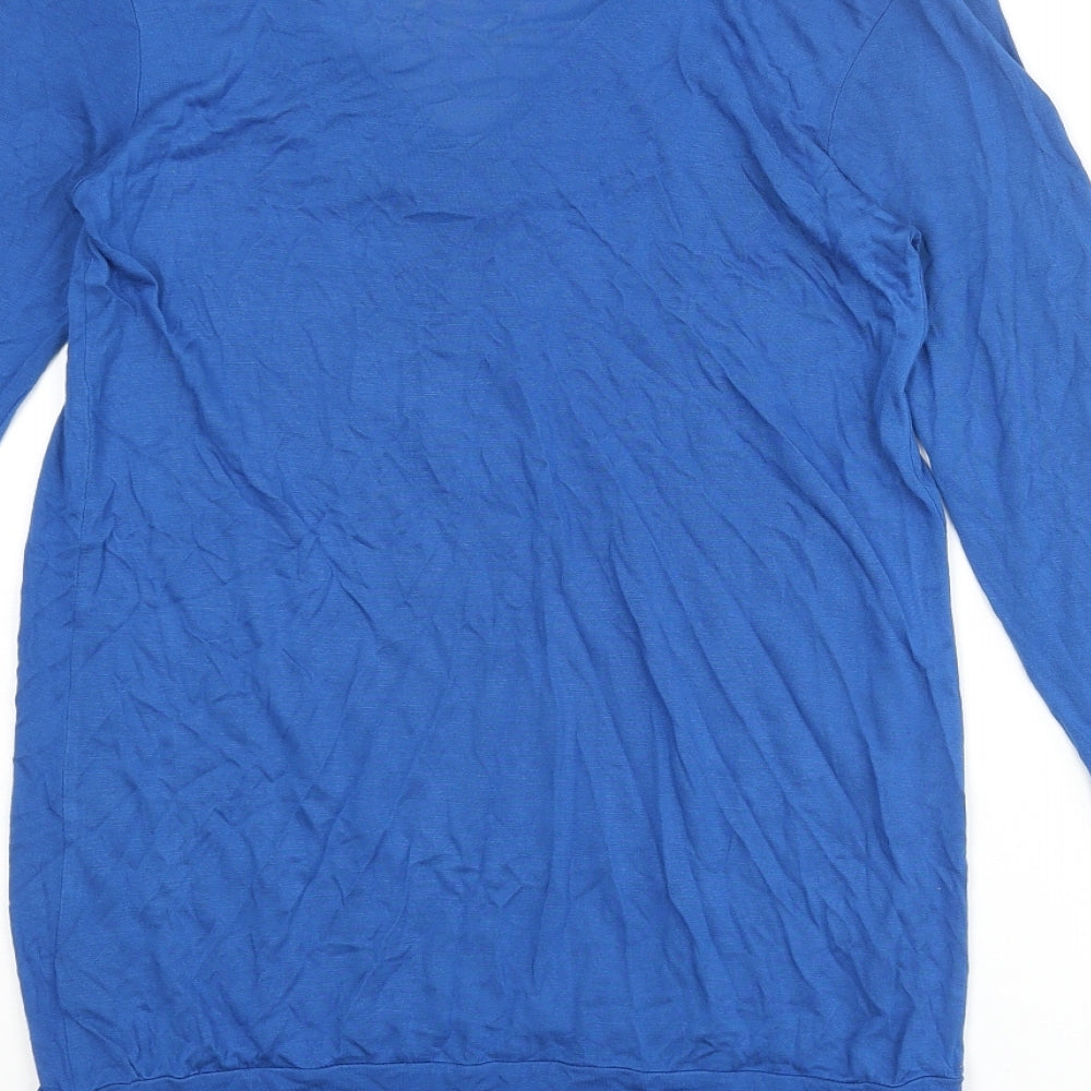 Monsoon Womens Blue Viscose Basic Blouse Size S V-Neck